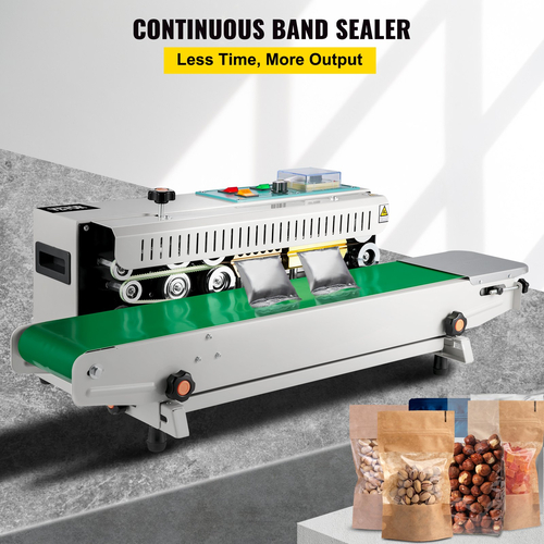 VEVOR FR-900 Auto Horizontal Continuous Plastic Band Sealing Machine Sealer 0-12M/min Ρυθμιζόμενη ταχύτητα σφράγισης Εμπορικές σφραγίδες