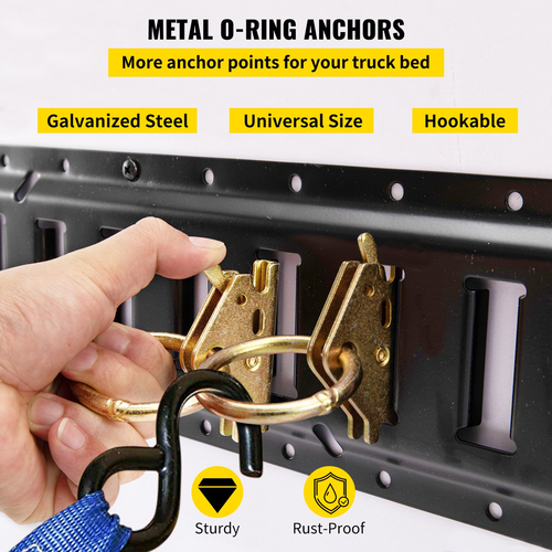 VEVOR E Track Tie-Down Rail Kit, 30PCS 5FT E-Tracks Set Περιλαμβάνει 4 χαλύβδινες ράγες &amp; 2 μονή υποδοχή &amp; 8 O rings &amp; 8 Tie-Offs με D-Ring &amp; 8 End Caps, Αξεσουάρ ασφάλισης για φορτίο, μοτοσικλέτες και Ποδήλατα