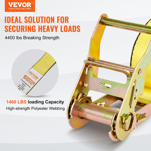 VEVOR Ratchet Tie Down ιμάντες (8PK), 4400 lb αντοχής θραύσης, E-Track Endless καστάνια με 8 Premium 2&quot; x 15&#039; Rachet Tie Downs Heavy Duty, για μετακίνηση ασφάλισης φορτίου, συσκευών, εξοπλισμού γκαζόν