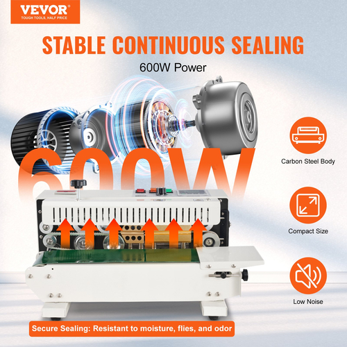 VEVOR Continuous Bag Band Sealing Machine Λειτουργία μέτρησης οριζόντιας σφραγιστικής ζώνης