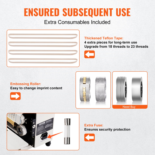 VEVOR Continuous Bag Band Sealing Machine Λειτουργία μέτρησης οριζόντιας σφραγιστικής ζώνης