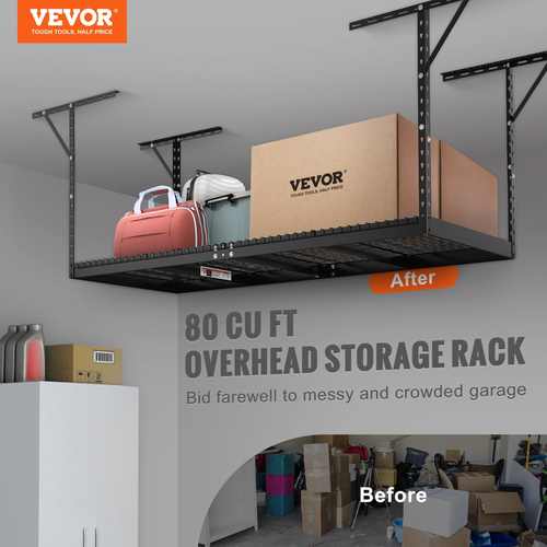 Βάση αποθήκευσης VEVOR Overhead Garage, Ράφια αποθήκευσης οροφής γκαράζ 36x96 ιντσών, Ρυθμιζόμενα βαρέως τύπου χαλύβδινα ράφια ψυχρής έλασης για αποθήκευση γκαράζ, οργάνωση, χωρητικότητα φόρτωσης 600 lbs, 22&#039;&#039;-40&quot;, Μαύρο