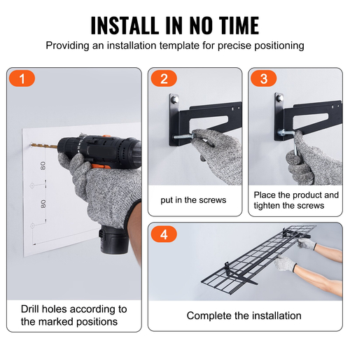 Ράφια αποθήκευσης VEVOR Garage, 2 Pack, 4 x 1 ft Ράφια γκαράζ βαρέως τύπου Επιτοίχια, χωρητικότητα φόρτωσης 400 lbs (Συνολική) Πλωτά ράφια αποθήκευσης γκαράζ, Κατάλληλα για κατάστημα, υπόστεγο, αποθήκευση γκαράζ