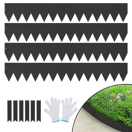VEVOR Steel Landscape Borders, 4-pack Steel Garden Edge Borders, 40&quot; L x 6&quot; H Straps, Hammer-in Hodge Border with 6 Clips, Endable Metal Landscape Borders for Yard, Garden, Laws