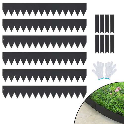 VEVOR Steel Landscape Borders, 6-pack Steel Garden Edge Borders, 40&quot; L x 6&quot; H strips, Hammer-in Horging Border with 8 Clips, Endable Metal Landscape Borders for Yard, Garden, Laws