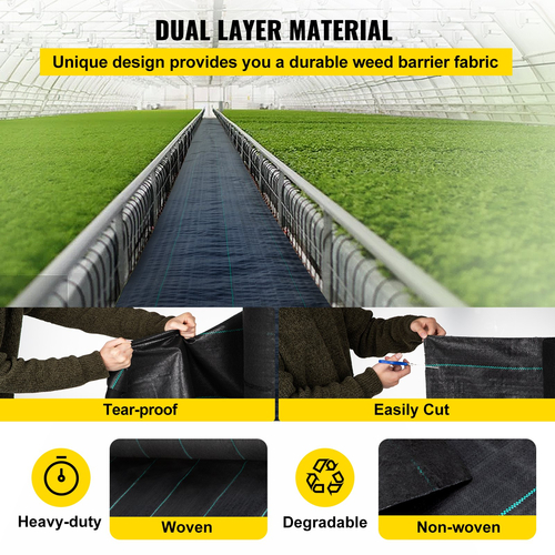 VEVOR Garden Weed Barrier Fabric, 5,8 OZ Heavy Duty Landscape Fabric, 4ft x 100ft Weed Block Control for Garden Ground Cover, Υφαντό Geotextile Fabric for Landscape, Gardening, Underlayment, Black