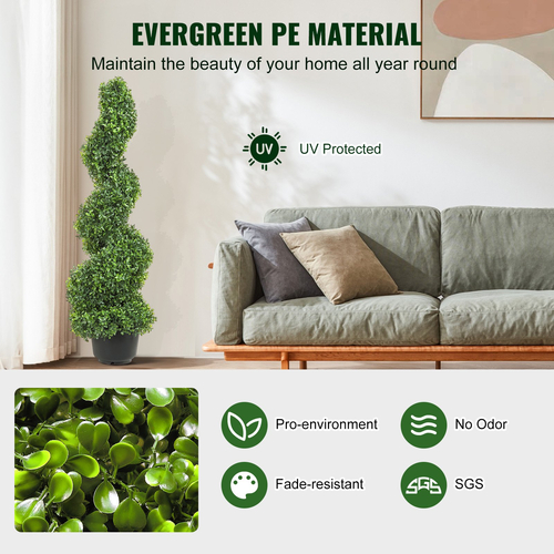 VEVOR Artificial Topiaries Πυξάρι, 3 πόδια ψηλό (2 τεμάχια) Faux topiary φυτό εξωτερικού χώρου, όλο το χρόνο πράσινο φυτό Feaux με αντικαταστάσιμα φύλλα για διακοσμητικά εσωτερικούς / εξωτερικούς χώρους / κήπο