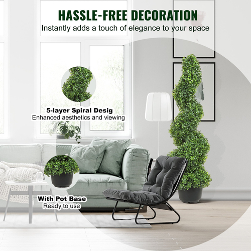 VEVOR Artificial Topiaries Πυξάρι, 3 πόδια ψηλό (2 τεμάχια) Faux topiary φυτό εξωτερικού χώρου, όλο το χρόνο πράσινο φυτό Feaux με αντικαταστάσιμα φύλλα για διακοσμητικά εσωτερικούς / εξωτερικούς χώρους / κήπο