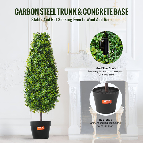 VEVOR 2 Pack 3&#039; Artificial Boxwood Topiary Tree Faux Plant UV Decor In/Outdoor