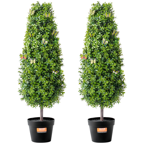 VEVOR 2 Pack 3&#039; Artificial Boxwood Topiary Tree Faux Plant UV Decor In/Outdoor