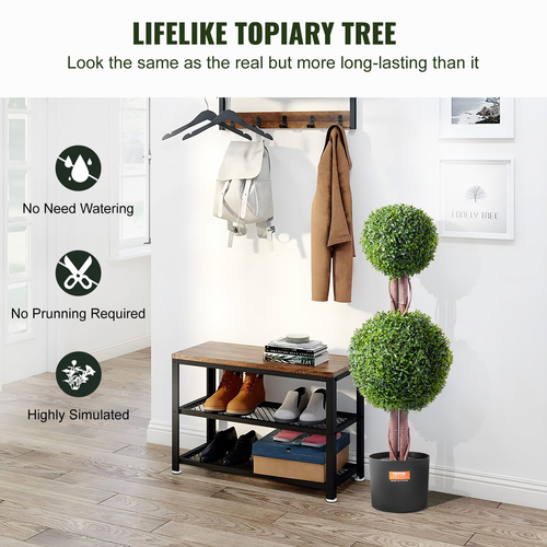 VEVOR 2 Pack 3&#039; Artificial Boxwood Topiary Tree Faux Plant UV Decor In/Outdoor