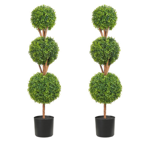 VEVOR Artificial Topiaries Πυξάρι, ύψους 48 ιντσών (2 τεμάχια), 3 Φυτό σε σχήμα μπάλας Faux Topiaries με ζαρντινιέρες, Πράσινο φυτό Feaux με Αντικαταστάσιμα φύλλα &amp; Λιμάνι για Διακοσμητικούς εσωτερικούς/Εξωτερικούς χώρους/Κήπο