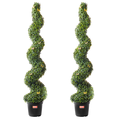 VEVOR 2 Pack 5&#039; Artificial Boxwood Topiary Tree Faux Plant UV Decor In/Outdoor