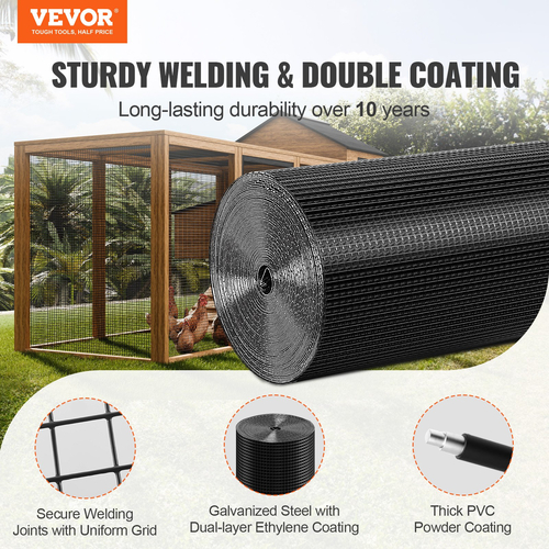 Ύφασμα VEVOR Hardware, 24&#039;&#039; x 100&#039; Ρολό από γαλβανισμένο συρμάτινο πλέγμα, 19 Gauge ρολό συρμάτινο φράχτη κοτόπουλου, μεταλλικό συρμάτινο πλέγμα επικάλυψης βινυλίου για φράγμα κοτέτσι, φράχτες φιδιών κουνελιών, περιβλήματα πουλερικών