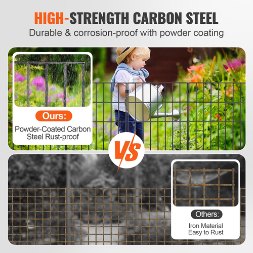 VEVOR Garden Fence, No Dig Fence 17&#039;&#039;(H)x13&#039;&#039;(L) Animal Barrier Fence, Υπόγεια Διακοσμητική Περίφραξη Κήπου με διάκενο 1,5 ιντσών, Μεταλλικός φράχτης σκύλου για την αυλή και την εξωτερική βεράντα, 10 πακέτο