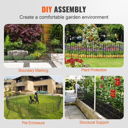VEVOR Garden Fence, No Dig Fence 17&#039;&#039;(H)x13&#039;&#039;(L) Animal Barrier Fence, Υπόγεια Διακοσμητική Περίφραξη Κήπου με διάκενο 1,5 ιντσών, Μεταλλικός φράχτης σκύλου για την αυλή και την εξωτερική βεράντα, 10 πακέτο