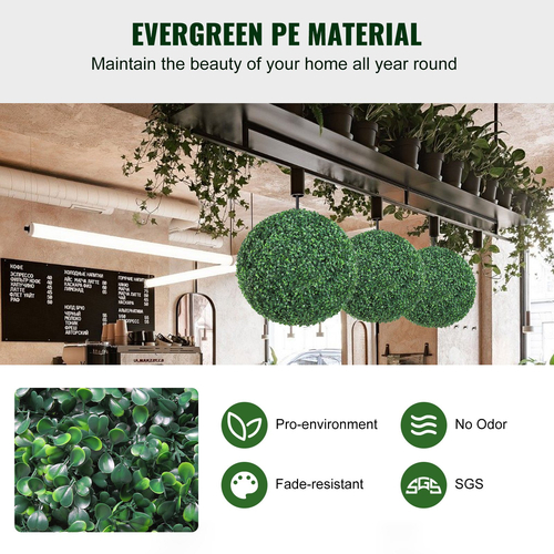 VEVOR Artificial Topiaries Πυξάρι, 24&quot; ψηλό (2 τεμάχια), φυτό ψεύτικο τοπίαρι σε σχήμα μπάλας, διακοσμητικές μπάλες πράσινων φυτών Feaux για όλο το χρόνο για αυλή, μπαλκόνι, κήπο, γάμο και διακόσμηση σπιτιού