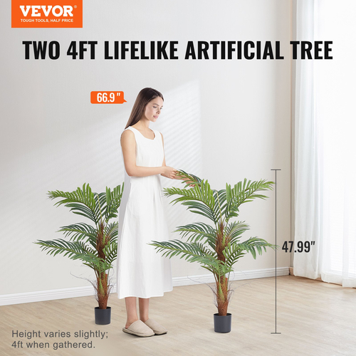 Τεχνητός φοίνικας VEVOR, Ψηλό ψεύτικο φυτό 4 FT, Ασφαλές υλικό πολυαιθυλενίου &amp; Προστασία κατά της κλίσης φυτό χαμηλής συντήρησης, ολοζώντανο πράσινο ψεύτικο δέντρο για διακόσμηση αποθήκης οικιακού γραφείου εσωτερικού χώρου