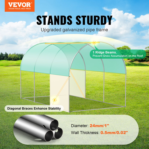 VEVOR Walk-in Tunnel Θερμοκήπιο 9.58x6.43x6.23ft Γαλβανισμένο πλαίσιο PE Κάλυμμα Πράσινο