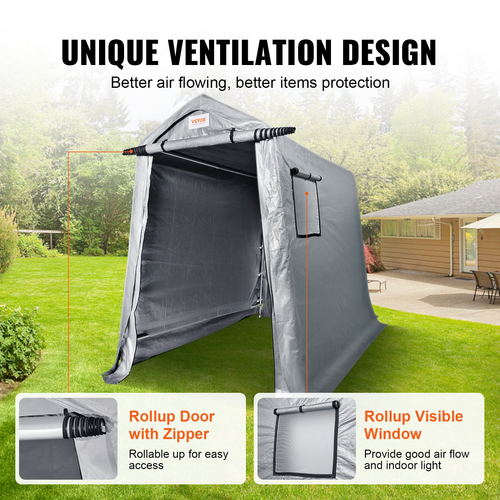 VEVOR Portable Storage Shelter Garage Storage Shelter 6 x 8x 7 ft &amp; Zipper Door