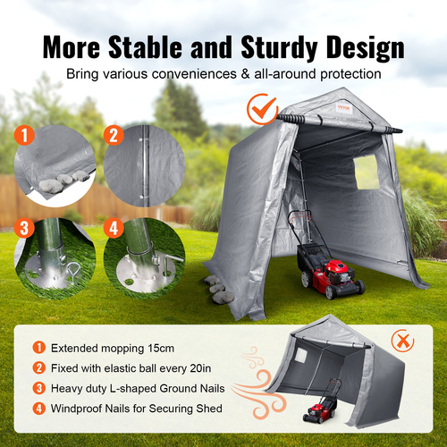 VEVOR Portable Storage Shelter Garage Storage Shelter 6 x 8x 7 ft &amp; Zipper Door