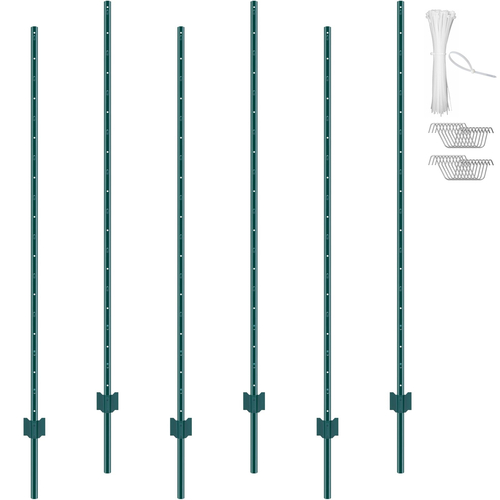 VEVOR 6 πόδια Fence Post 6 Pack T-Post Heavy Duty Μεταλλικοί στύλοι φράχτη πράσινο
