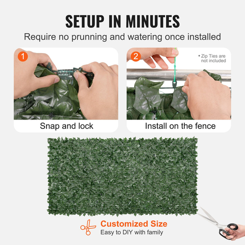 VEVOR Ivy Privacy Fence, Τεχνητή πράσινη οθόνη τοίχου 1,5 x 3m, Greenery Ivy Fence με διχτυωτό ύφασμα και ενισχυμένη άρθρωση, Faux Hedges Διακόσμηση αμπελόφυλλων για εξωτερικό κήπο, αυλή, μπαλκόνι