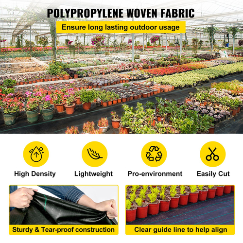 VEVOR 6.5FTx300FT Premium Weed Barrier Fabric Heavy Duty 3.2OZ, Υφαντό ύφασμα ελέγχου ζιζανίων, υψηλής διαπερατότητας κατάλληλο για παρτέρια, ύφασμα γεωύφασμα για το υπόστρωμα, κάλυμμα εδάφους από πολυαιθυλένιο