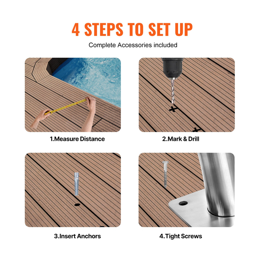 VEVOR Κουπαστή πισίνας 2 ΤΕΜ 30x30 in Inox with Base Plate for Spa