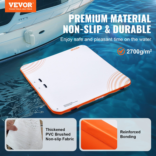 VEVOR Φουσκωτή Πλωτή Αποβάθρα 10x10FT Πλατφόρμα φουσκωτής αποβάθρας με σκάλα