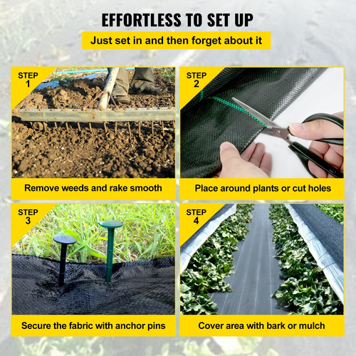 VEVOR 3FTx50FT Premium Weed Barrier Fabric Heavy Duty 5OZ, Υφαντό ύφασμα ελέγχου ζιζανίων, Υψηλή διαπερατότητα κατάλληλο για παρτέρια, ύφασμα γεωύφασμα για το υπόστρωμα, κάλυμμα εδάφους από πολυαιθυλένιο