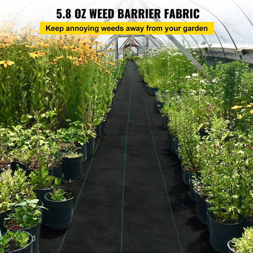 VEVOR Weed Barrier, 5,8 oz Landscape Fabric, 3ft x 300ft Cover Mat Heavy Duty Woven Grass Control Geotextile for Garden, Patio, Black