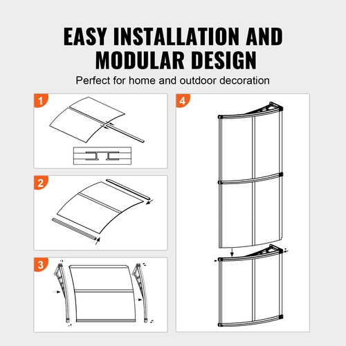 Τέντα παραθύρου VEVOR Τέντα 40&quot; x 120&quot;, UPF 50+ Πολυκαρβονικό Είσοδος Πόρτας Εξωτερική Τέντα Παράθυρου Εξωτερική, Τέντα Μπροστινής Πόρτας για αντηλιακό, υπεριώδη ακτινοβολία, βροχή, προστασία από χιόνι, κοίλο φύλλο
