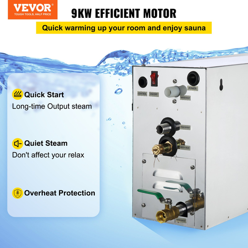 VEVOR 9KW Steam Generator Steam Generator for SPA Room Digital Display Steam Generator 35 ℃-55 ℃ Sauna Steam Generator for Home Commercial Steam Generator Kit Steam Bath Generator
