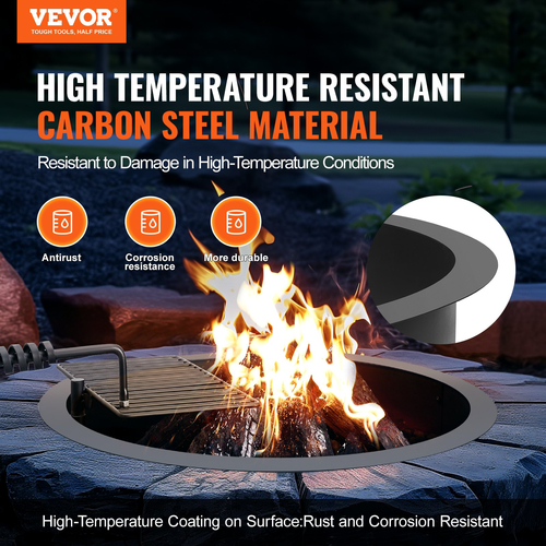 VEVOR Fire Pit Ring με BBQ Fire Ring 35 ιντσών εξωτερικό ατσάλι DIY Campfire Firepit