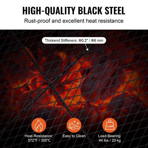 Σχάρα ψησταριάς VEVOR X-Marks Fire Pit Grill, Ορθογώνια Σχάρα Μαγειρέματος, Heavy Duty Steel Campfire Grill Grill with Handle &amp; Support X Wire, Φορητά μαγειρικά σκεύη camping για εξωτερικές συγκεντρώσεις πάρτι, 44 ιντσών μαύρο