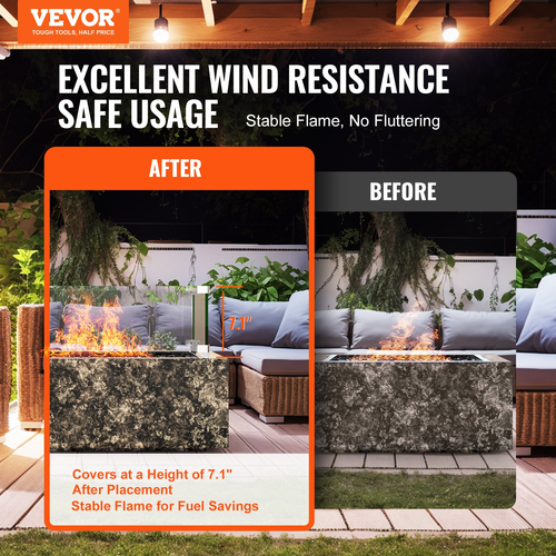 VEVOR Gas Fire Pit Wind Guard for Square Fire Table, 380 x 380 x 180 mm Clear Tempered Wind Guard for Firepits, 8mm πάχους τετράγωνη γυάλινη ασπίδα, γυάλινο πάνελ με σκληρό γωνιακό βραχίονα και πόδια