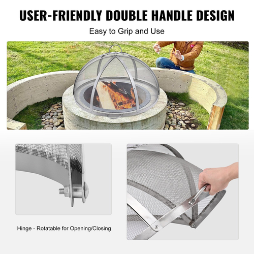 Καπάκι οθόνης VEVOR Firepit Spark, διάμετρος 30&quot;, Στρογγυλά αξεσουάρ κάλυμμα δακτυλίου πυρκαγιάς εξωτερικού χώρου, μεταλλικό κάλυμμα πυροσβεστικού λάκκου, καλύμματα πυροσβεστικών δακτυλίων από ανοξείδωτο χάλυβα που ανοίγουν εύκολα για υπαίθριες αυλές πυροσβεστήρων στην πίσω αυλή