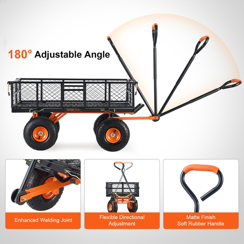 VEVOR Garden Dump Cart Βαρέως τύπου μεταλλικά καρότσια και βαγόνια 880 λίβρες Φόρτωση