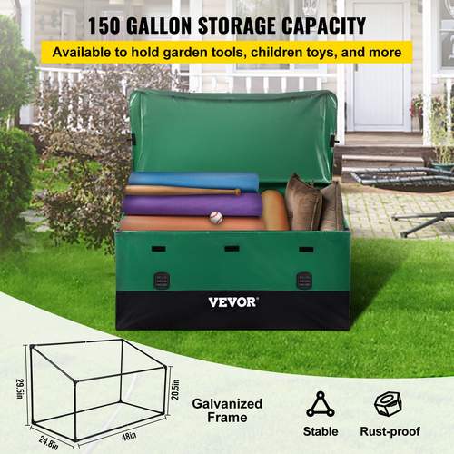 VEVOR Outdoor Storage Box Patio Deck Box 150 Gallon Αδιάβροχος μουσαμάς PE