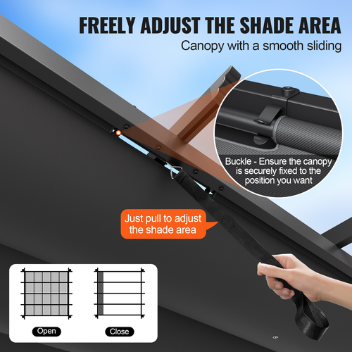 VEVOR 10&#039;x10&#039; Outdoor Retractable Pergola with Sun Shade Canopy Αλουμίνιο Γκρι