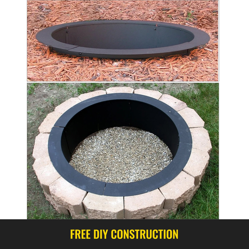 Δαχτυλίδι VEVOR Fire Pit Δαχτυλίδι 45 ιντσών Fire Pit Pan Δαχτυλίδι τζάκι από συμπαγές χάλυβα βαρέως τύπου Δαχτυλίδι/επένδυση για φωτιά στο τζάκι Έδαφος για υπαίθριο κάμπινγκ