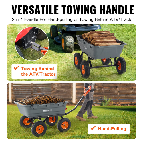 VEVOR Poly Garden Dump Cart Βαρέως τύπου Yard Carts and Wagons 6,48 cu.ft 1200 lbs