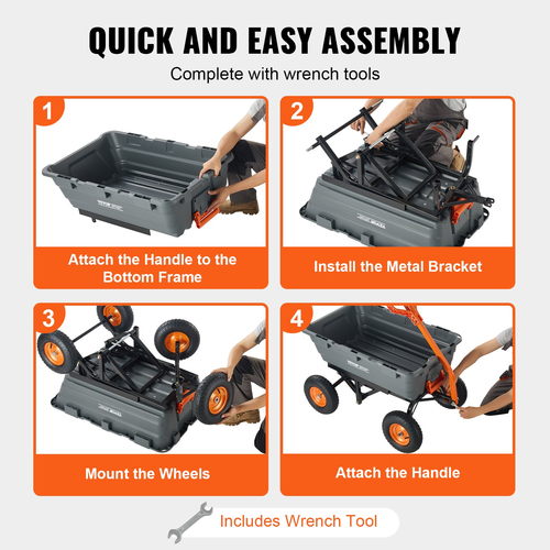 VEVOR Poly Garden Dump Cart Heavy-duty Yard Carts and Wagons 1500 lbs 13&quot; Ελαστικά