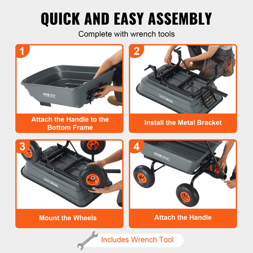 VEVOR Poly Garden Dump Cart Βαρέως τύπου καρότσια και βαγόνια 4 cu.ft 600 lbs