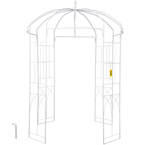 VEVOR Birdcage Shape Garden Arbor, 9\&#039; Υψηλό x 6,6\&#039; πλάτος, Heavy Duty σφυρήλατο Iron Arbor, Wedding Arch Trellis for Climbing Vines in Outdoor Garden, Lawn, Backyard, Patio, White