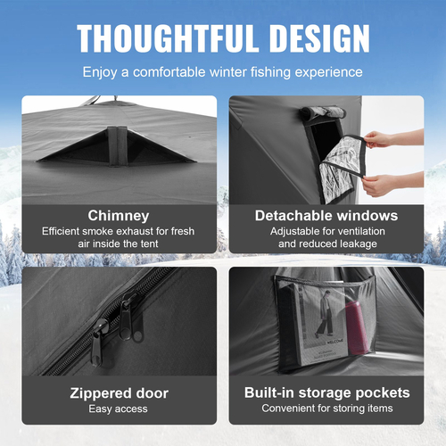 VEVOR 1-2 Person Ourdoor Portable Ice Shelter Pop-up Ice Fishing Shanty Tent