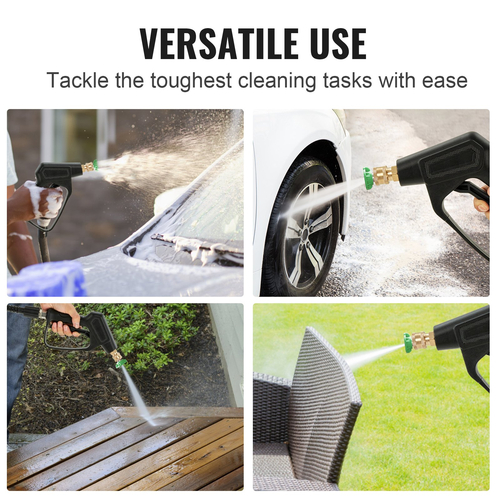 Πιστόλι VEVOR Short Pressure Washer Gun, 4000 PSI High Power Washer Spay Gun, M22-14 mm / M22-15 / 3/8&#039;&#039; Εισόδου &amp; Εξόδου 1/4&#039;&#039; Εύκαμπτο πιστόλι αφρού, Λαβή πλύσης πίεσης με 5 έγχρωμα ακροφύσια γρήγορης σύνδεσης