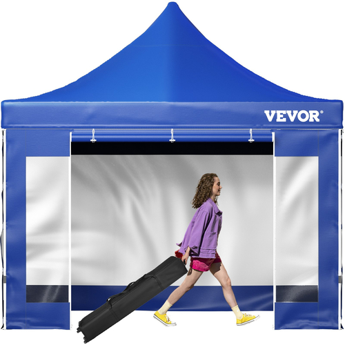 Σκηνή με κουβούκλιο VEVOR 10 x 10 FT, Τέντα κιόσκι εξωτερικής βεράντας με αφαιρούμενα πλευρικά τοιχώματα και τσάντα με τροχούς, αδιάβροχο στιγμιαίο στιγμιαίο καταφύγιο κιόσκι για πάρτι, κήπο, αυλή, μπλε