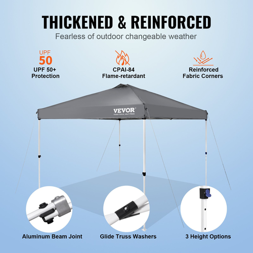 Σκηνή πάρτι με κουβούκλιο VEVOR Pop Up 10x10 ft με φορητή τσάντα για κάμπινγκ Dark Grey